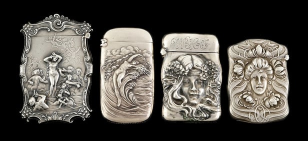 LOT OF 4: STERLING SILVER MATCH SAFES