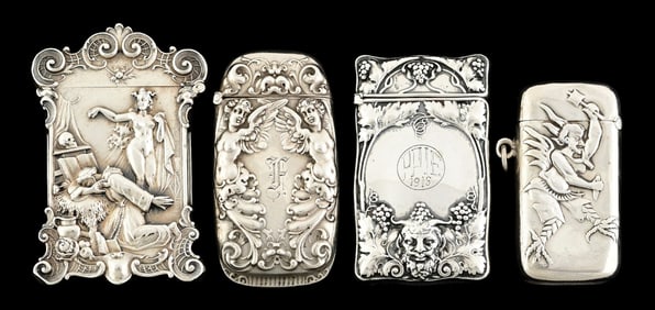 LOT OF 4: STERLING SILVER MATCH SAFES