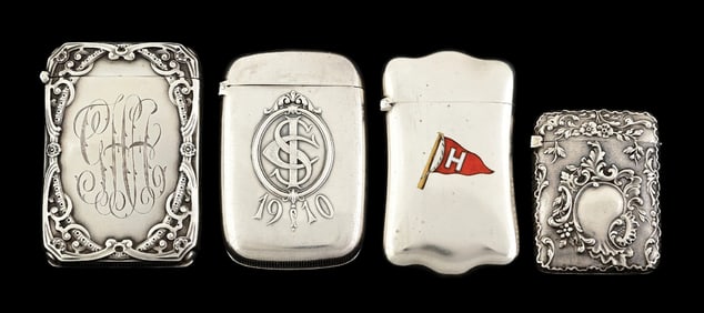 LOT OF 4: STERLING SILVER MATCH SAFES