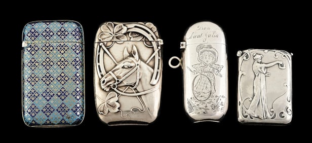 LOT OF 4: STERLING SILVER MATCH SAFES