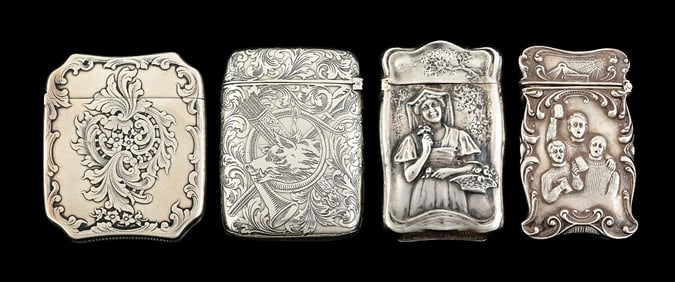 LOT OF 4: STERLING SILVER MATCH SAFES