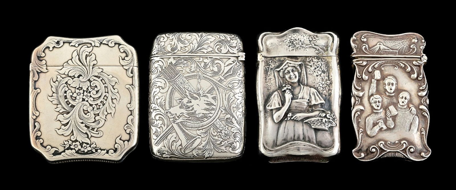 LOT OF 4: STERLING SILVER MATCH SAFES (1 of 7)