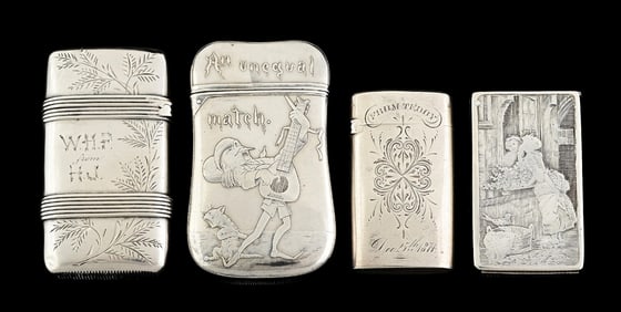 LOT OF 4: STERLING SILVER MATCH SAFES