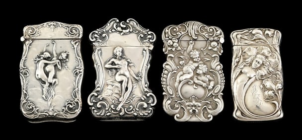 LOT OF 4: STERLING SILVER MATCH SAFES
