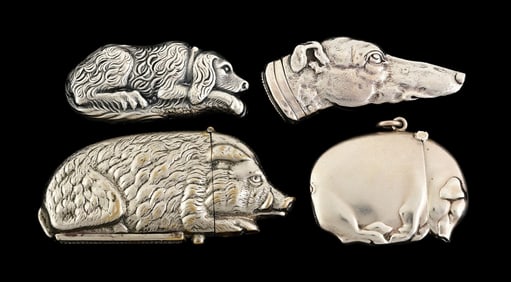 LOT OF 4: FIGURAL MATCH SAFES