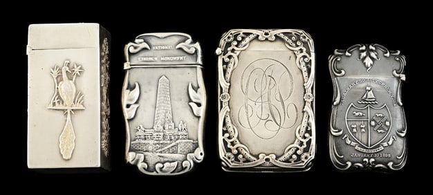 LOT OF 4: STERLING SILVER MATCH SAFES