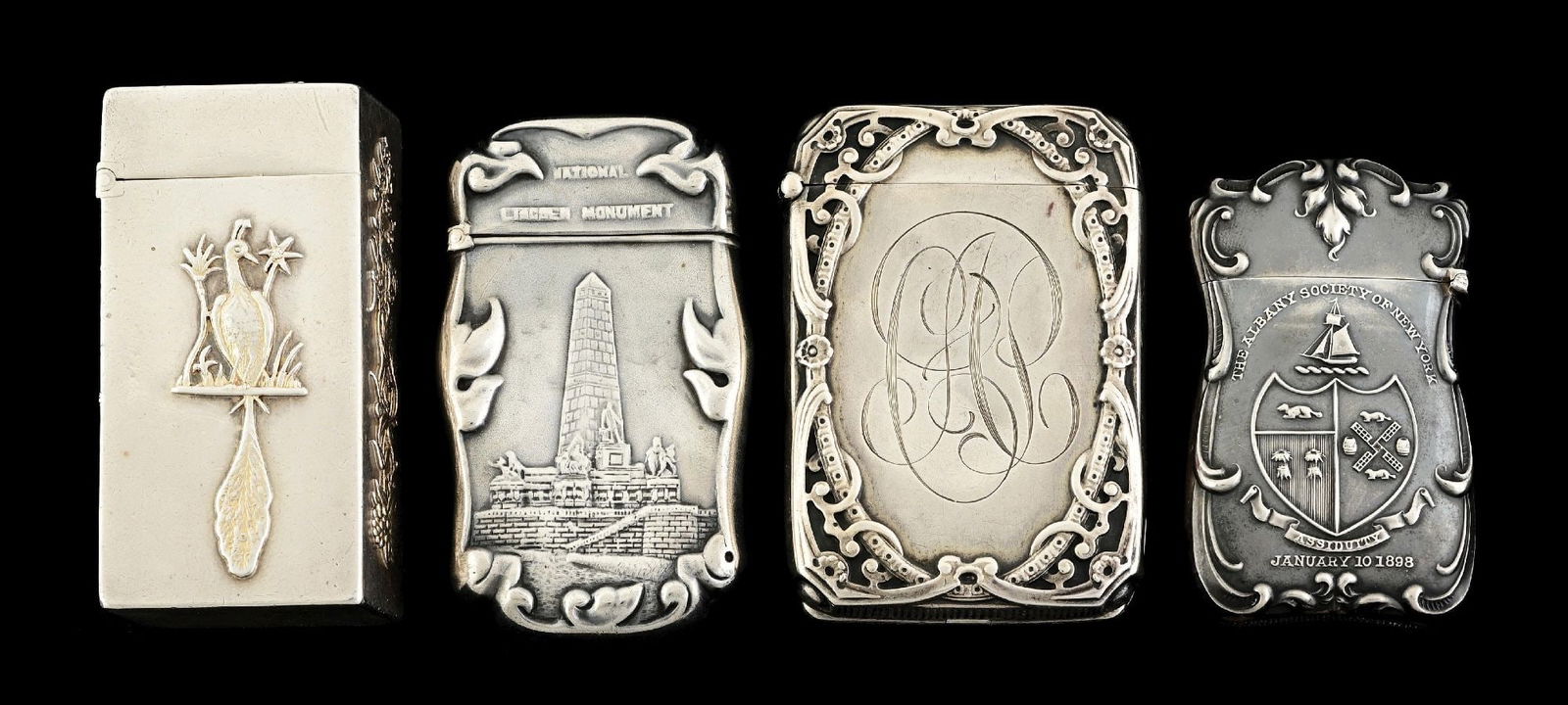 LOT OF 4: STERLING SILVER MATCH SAFES (1 of 5)