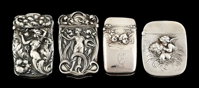 LOT OF 4: STERLING SILVER MATCH SAFES