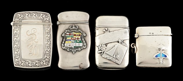 LOT OF 4: STERLING SILVER MATCH SAFES