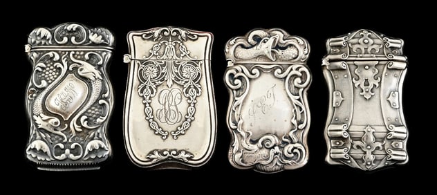 LOT OF 4: STERLING SILVER MATCH SAFES