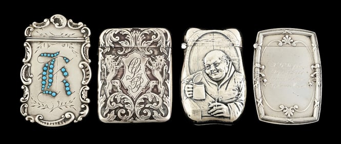 LOT OF 4: STERLING SILVER MATCH SAFES