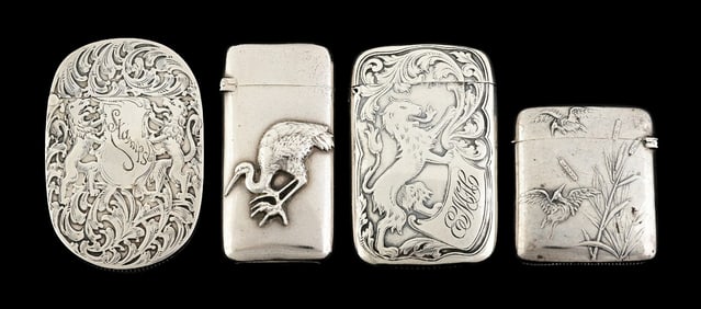 LOT OF 4: STERLING SILVER & .800 SILVER MATCH SAFES