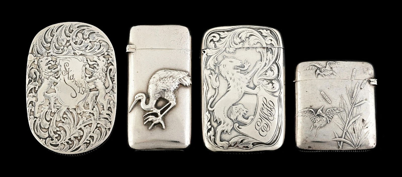 LOT OF 4: STERLING SILVER & .800 SILVER MATCH SAFES (1 of 6)