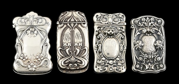 LOT OF 4: STERLING SILVER MATCH SAFES
