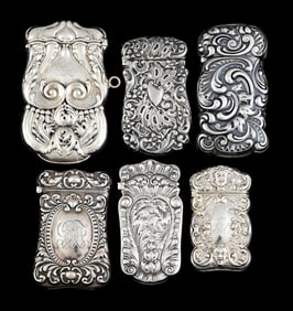 LOT OF 6: STERLING SILVER MATCH SAFES