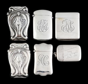 LOT OF 6: STERLING SILVER MATCH SAFES