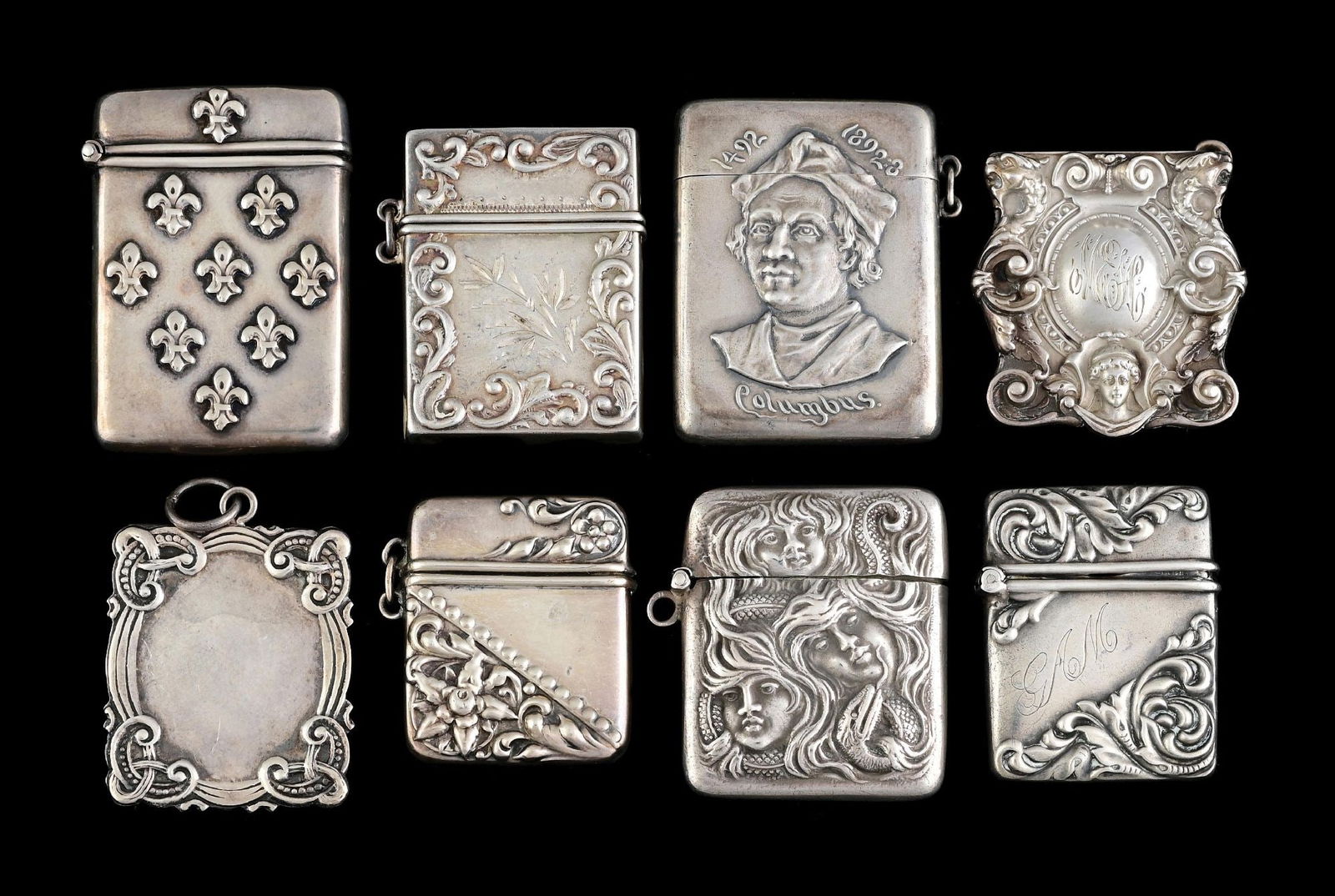 LOT OF 8: STERLING SILVER STAMP CASES (1 of 2)