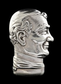 STERLING SILVER FIGURAL MATCH SAFE OF POPE