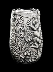 STERLING SILVER ALLIGATOR MATCH SAFE
