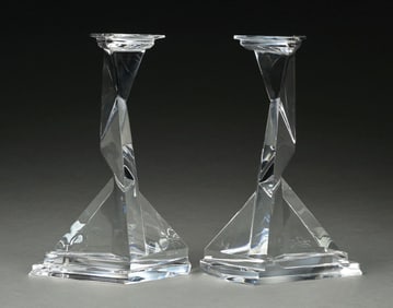 PAIR OF: SALVADOR DALÍ CASTOR & POLLUX BACCARAT CRYSTAL CANDLESTICKS, L/E #79/500