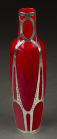 ROYAL DOULTON FLAMBÉ VASE W/ STERLING SILVER OVERLAY