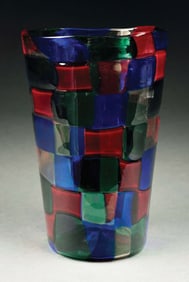 VENINI FULVIO BIANCONI PEZZATO GLASS VASE