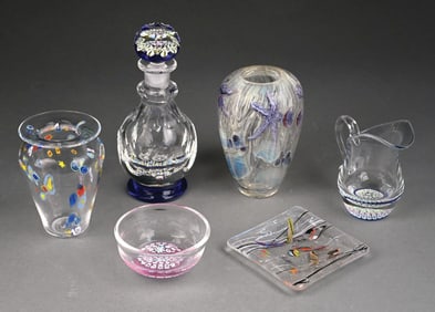 SET OF 6 DECORATIVE ART GLASS PIECES