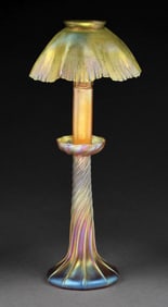LARGE TIFFANY STUDIOS FAVRILE GLASS CANDLE LAMP