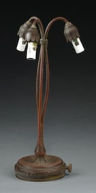 EARLY RARE TIFFANY STUDIOS 3-LIGHT LILY BASE