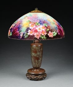 HANDEL REVERSE PAINTED FLORAL TABLE LAMP
