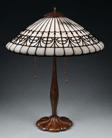 RARE BIGELOW & KENNARD LEADED GLASS TABLE LAMP