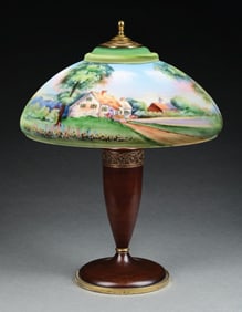 PAIRPOINT LANDSCAPE REVERSE PAINTED TABLE LAMP