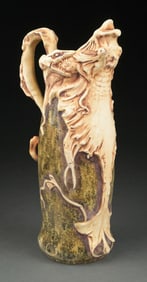 EXTREMELY RARE AMPHORA DOUBLE-HEADED WATER SERPENT FIGHTING MYTHOLOGICAL PRE-HISTORIC FISH