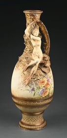 TALL EARLY AMPHORA MERMAID VASE, C. 1890