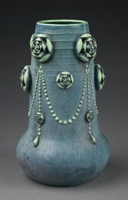 PAUL DACHSEL VASE W/ STYLIZED ROSES & NECKLACE