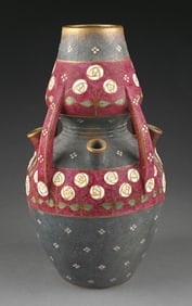 PAUL DACSHEL 4-HANDLED DOUBLE-GOURD TULIP VASE