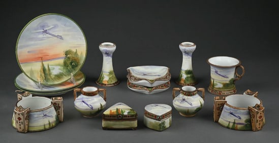 LARGE LOT OF HAND PAINTED NIPPON PORCELAIN