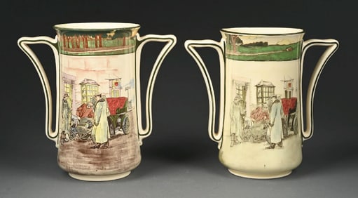 ROYAL DOULTON MOTORING SERIES FLOWER VASES