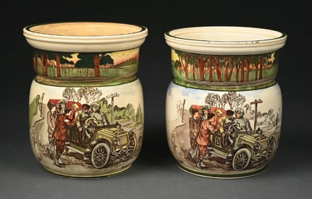 PAIR ROYAL DOULTON "ROOM FOR ONE" MOTORING SERIES HUMIDORS