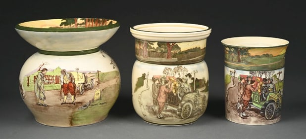 LOT OF 3: ROYAL DOULTON MOTORING SERIES POTTERY