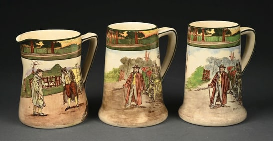 LOT OF 3: ROYAL DOULTON MOTORING SERIES MILK PITCHER AND HANDLED MUGS