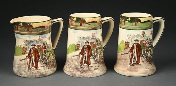 LOT OF 3: ROYAL DOULTON MOTORING SERIES PITCHER AND MUGS
