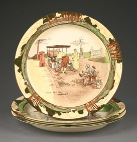 LOT OF 3: ROYAL DOULTON MOTORING SERIES CHARGER PLATE AND PLATTERS
