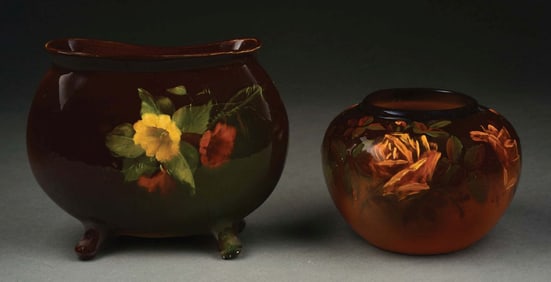LOT OF 2: ANTIQUE CAMBRIDGE POTTERY VASES
