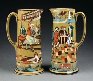 LOT OF 2: BUFFALO POTTERY DELDARE WARE TANKARDS