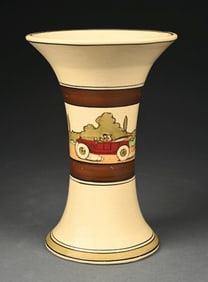 ROSEVILLE TOURIST CREAMWARE 9" FLARING RIM FLOWER VASE