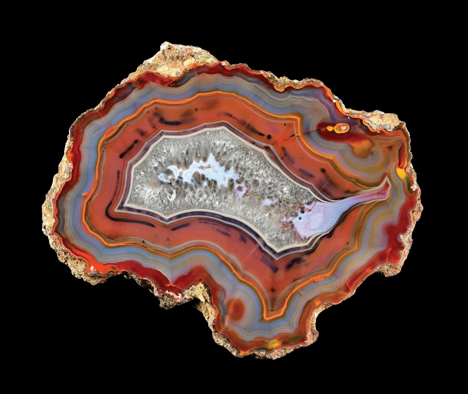 ARGINTINE CONDORE AGATE: Exquisite colors. Weight: 3lbs 4oz. Condition: (Excellent). Dimensions: surface: 6 - 1/2" W.