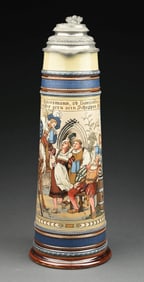 METTLACH 2223 FESTIVAL CERAMIC BEER STEIN