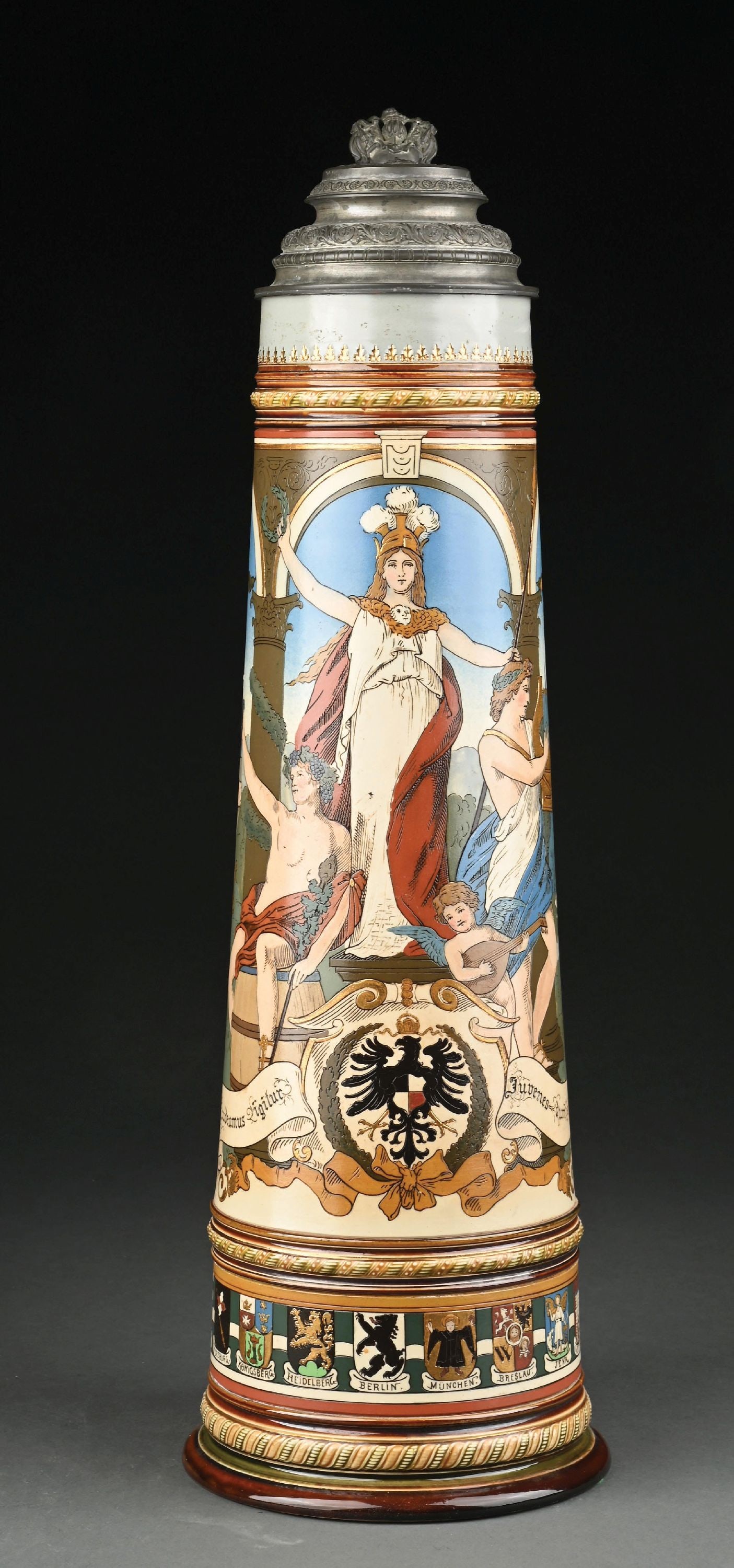 METTLACH GERMAN CITIES CERAMIC STEIN NUMBERED 2102 (1 of 7)