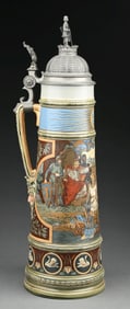 METTLACH 9455 KNIGHT AND MAIDEN CERAMIC BEER STEIN